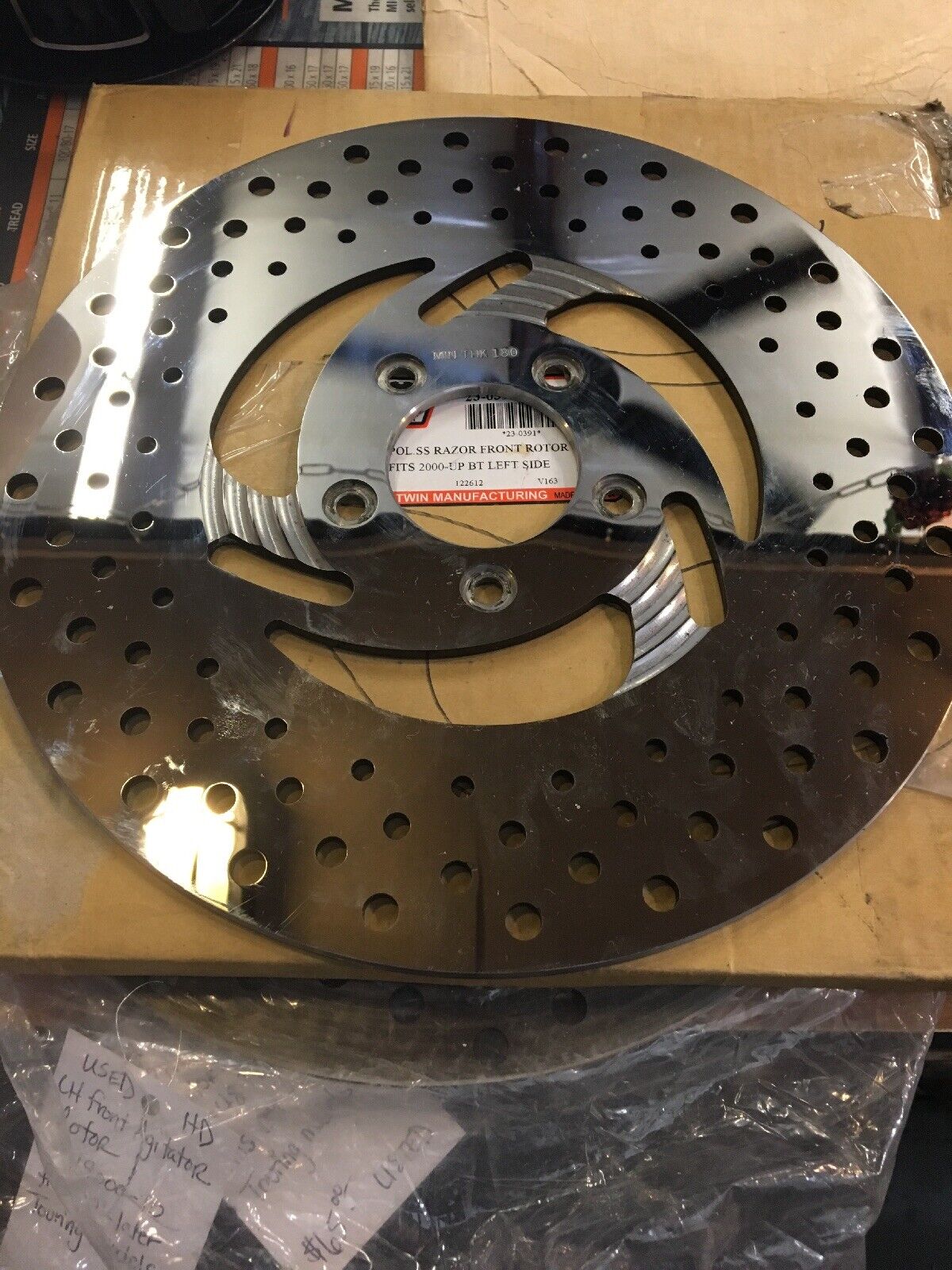 V Twin Polished SS Razor LH Front Rotor #23-0391