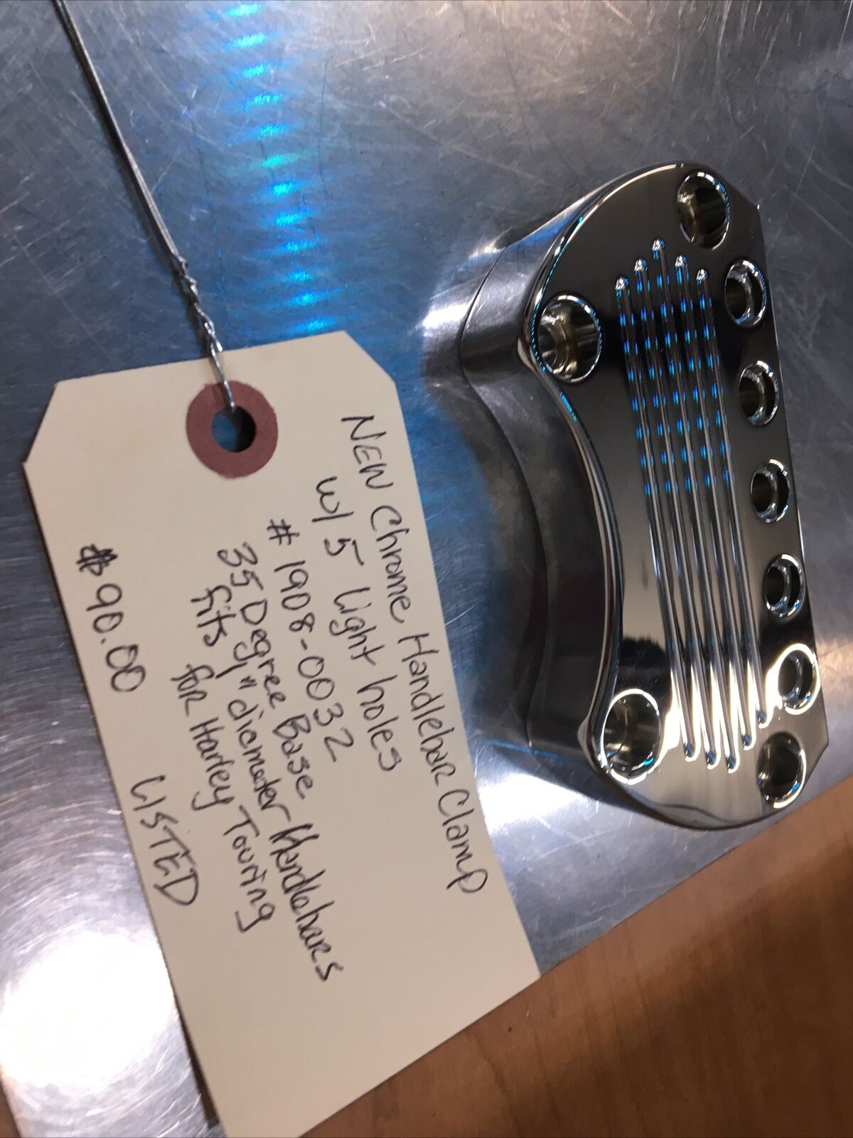 Chrome Handlebar Clamp with 5 Light Holes #1908-0032