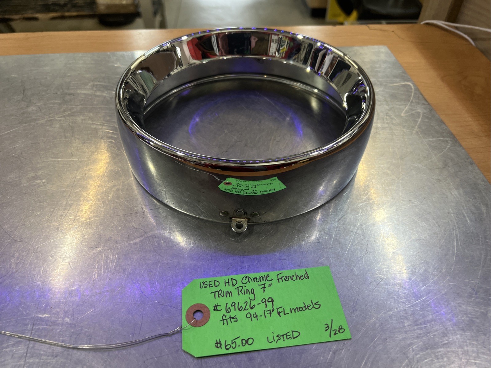 Harley Davidson Chrome Frenched Trim Ring 7” #69626-99