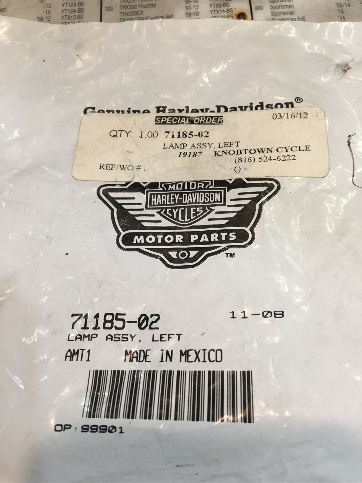 Harley Davidson OEM Handlebar Switch LH Lamp assembly #71185-02
