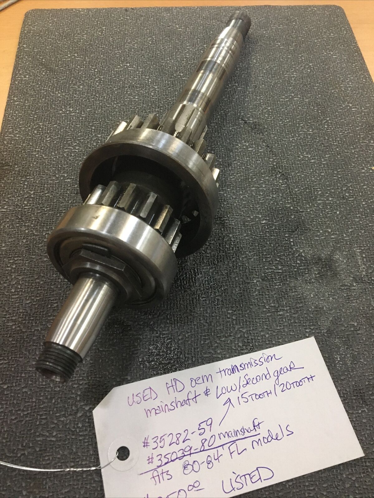 Harley Davidson OEM transmission mainshaft and low/second gear #35039-80