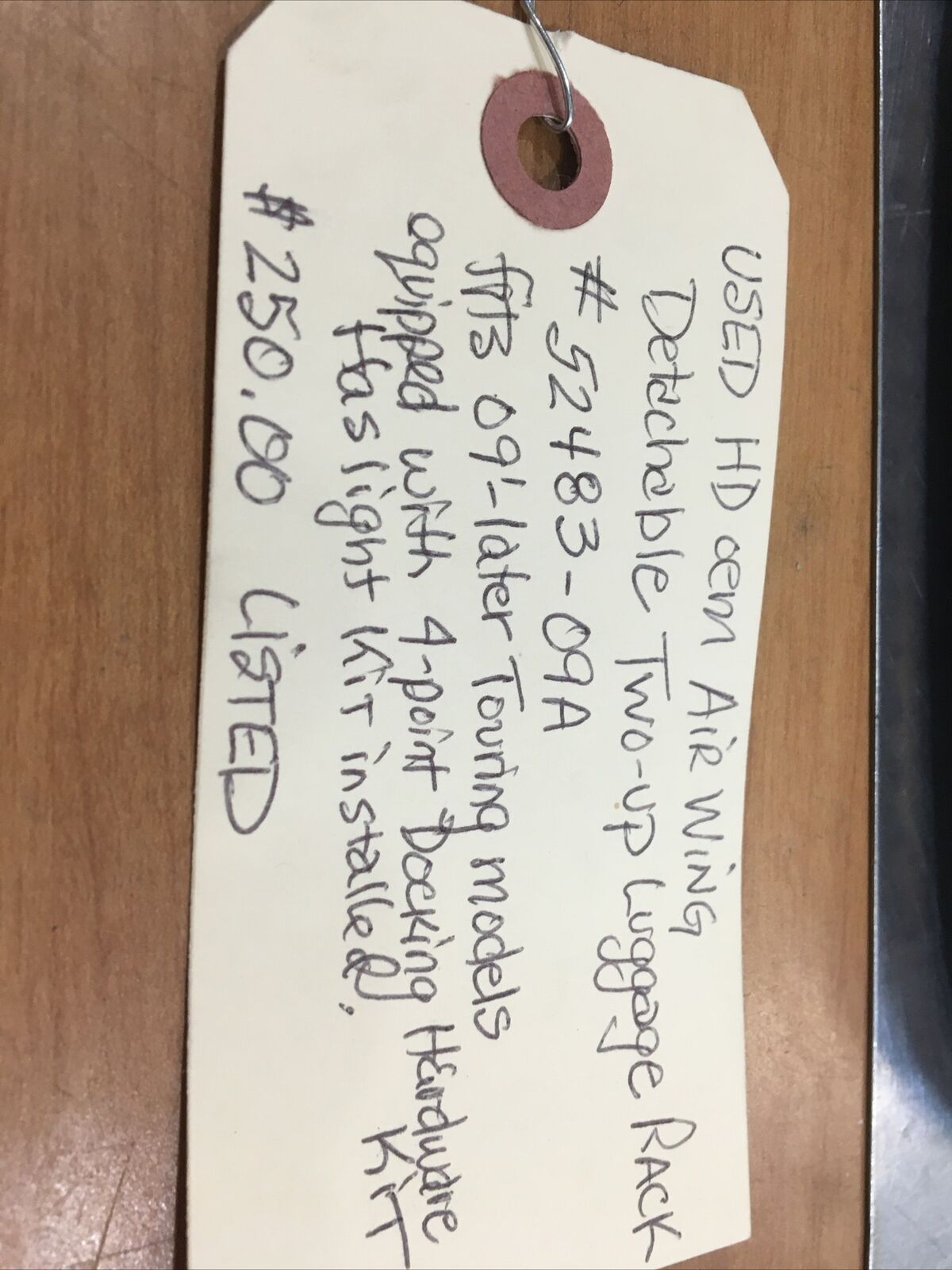 Harley Davidson oem Air Wing Detachable Two-up Luggage Rack #52483-09A