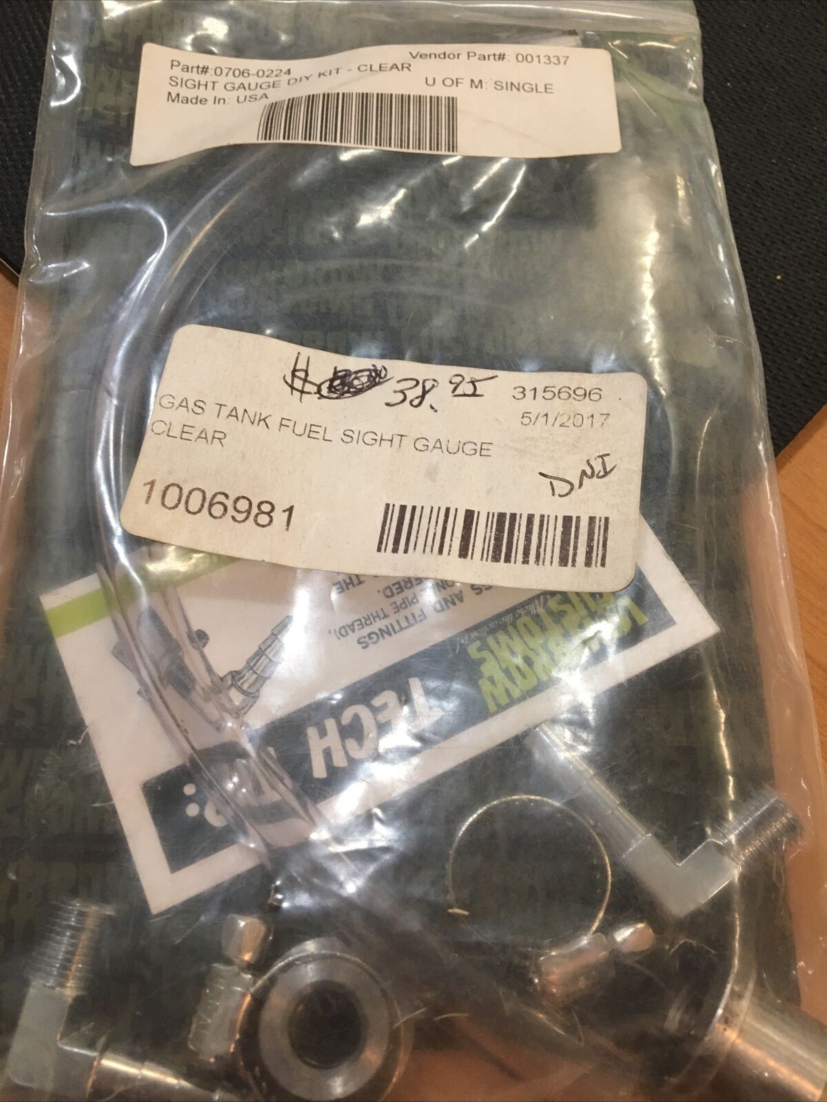 LOWBROW CUSTOMS sight gauge diy kit clear #0706-0224