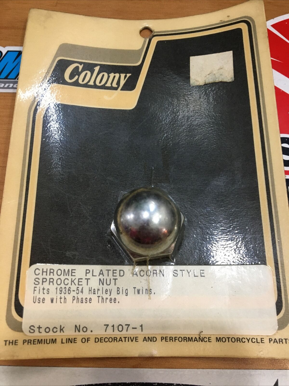 Colony chrome acorn style sprocket nut for Harley #7107-1