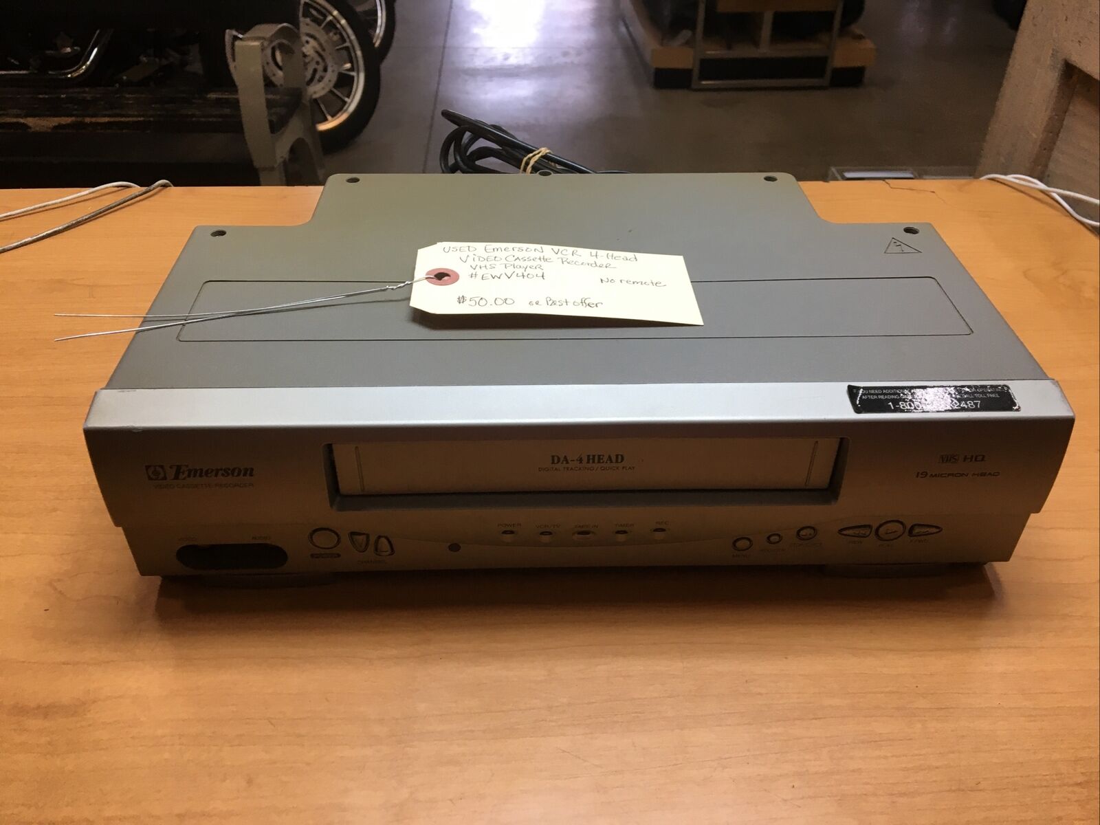 Emerson VCR 4-Head Video Cassette Recorder VHS Player #EWV404