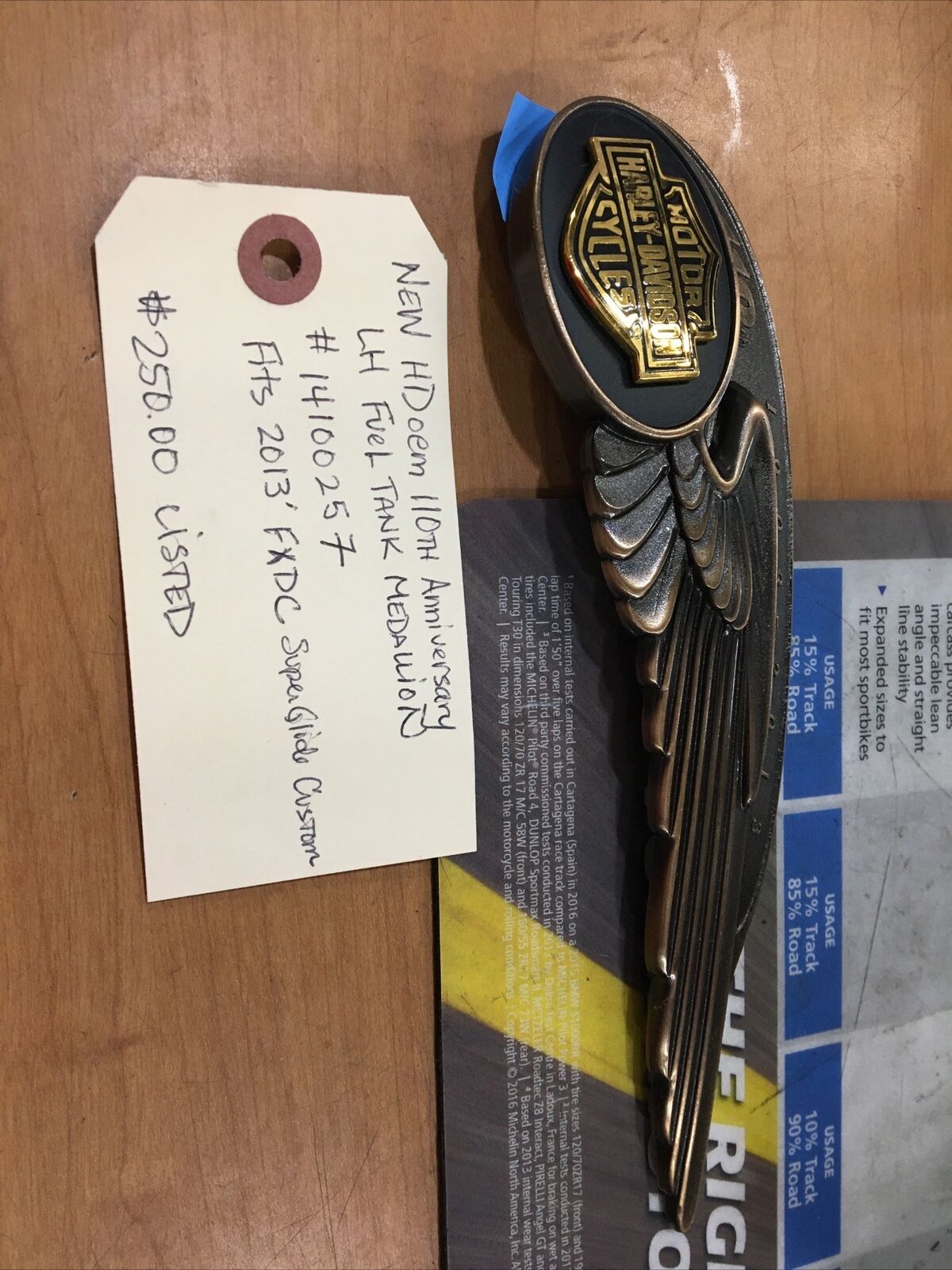 Harley Davidson oem 110TH Anniversary LH Fuel Tank Medallion #14100257