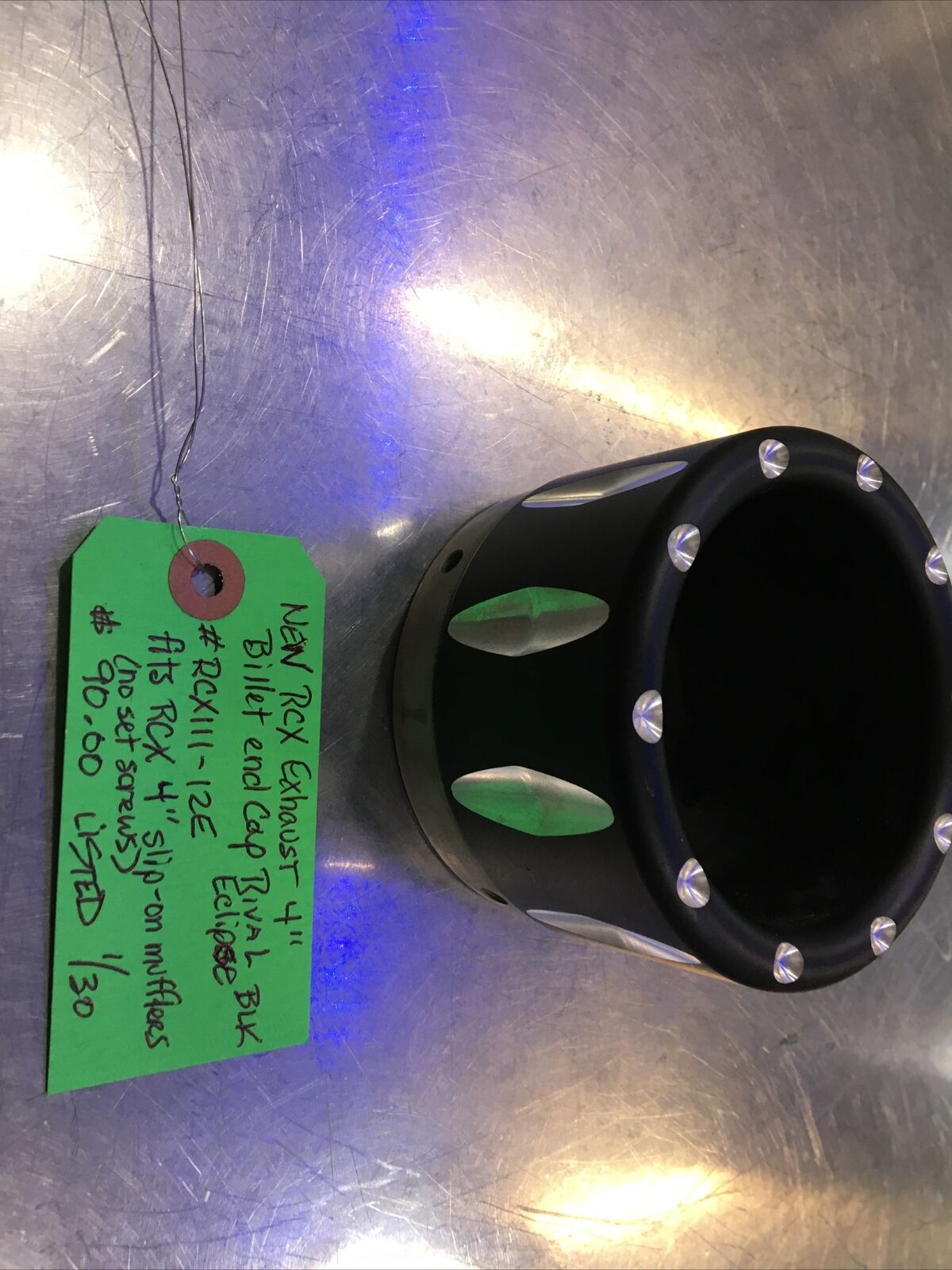 RCX Exhaust 4” Billet End Cap Rival Eclipse Black #RCX111-12E