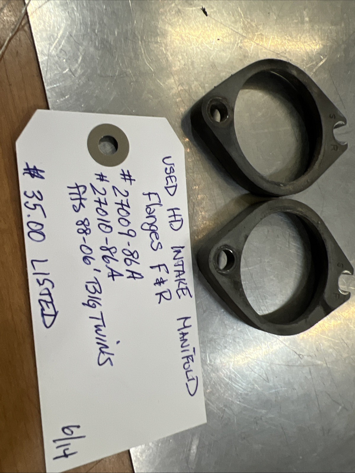 Harley Davidson Intake Manifold Flanges F & R #27009-86A/27010-86A