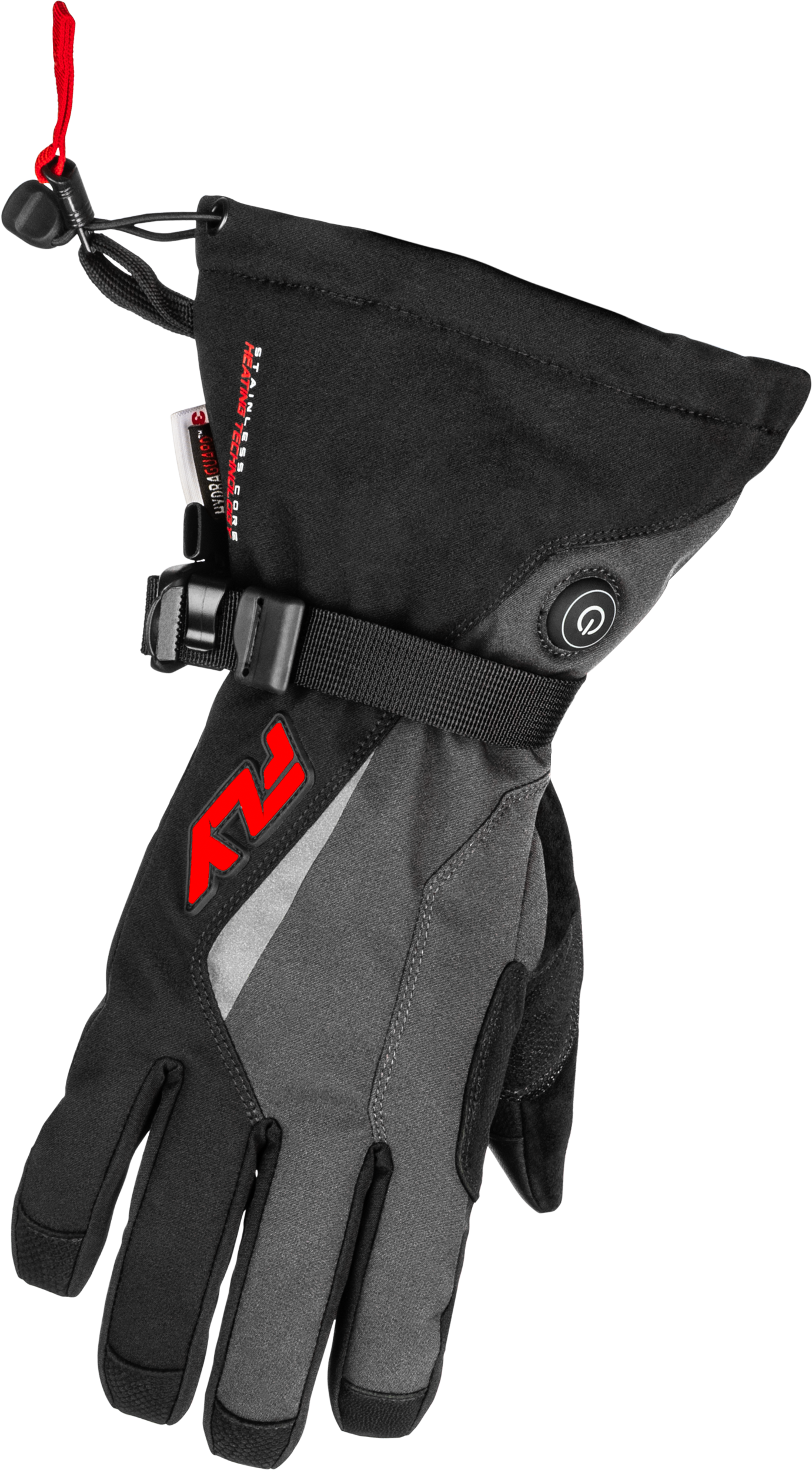 TITLE HEATED GAUNTLET GLOVES GREY/BLACK/RED XL