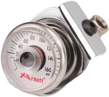ARNOTT PRESSURE GAUGE & BRACKET CHROME
