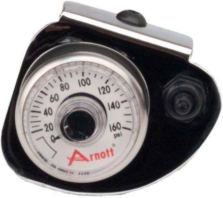 ARNOTT PRESSURE GAUGE & BRACKET W/TOGGLE SWITCH CHROME