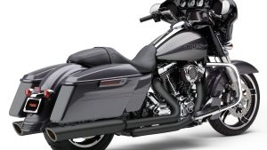 COBRA 909-TWINS 4" SLIP-ONS BLACK FLH/FLT 95-16