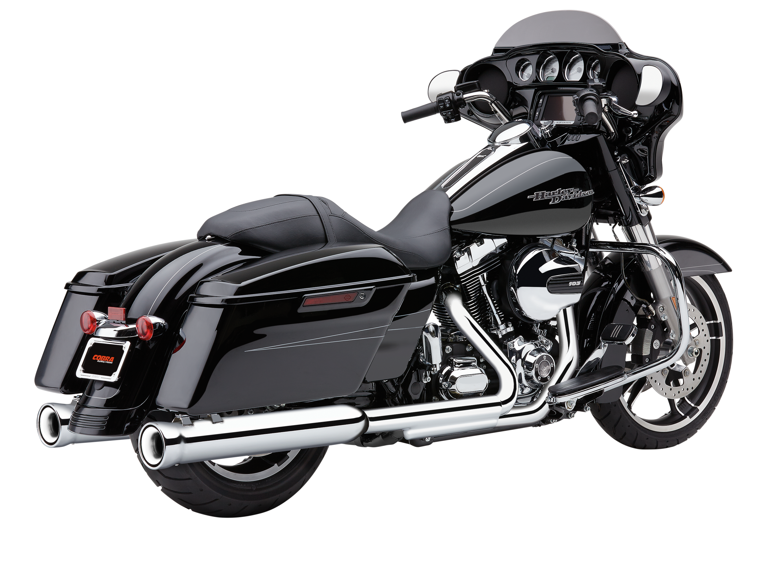 COBRA 4" NH SLIP-ONS CHROME INDIAN LEATHER BAG