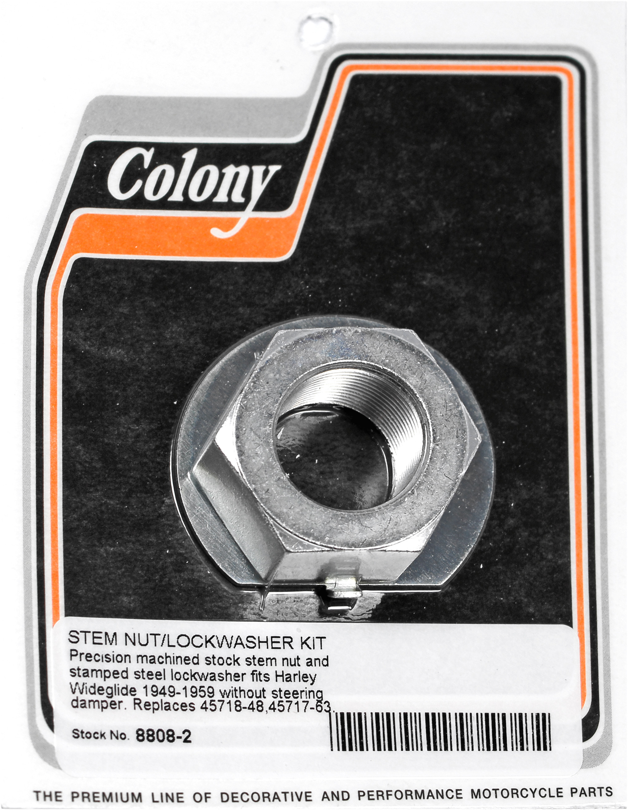 COLONY MACHINE CHROME STEM NUT & LOCK WASHER KIT