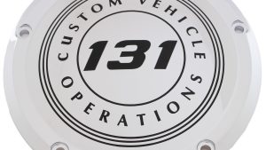 CUSTOM ENGRAVING 7   M8 FLT/FLH DERBY COVER 131 CVO CHROME