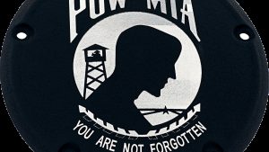 CUSTOM ENGRAVING 7   M8 FLT/FLH DERBY COVER POW-MIA BLACK