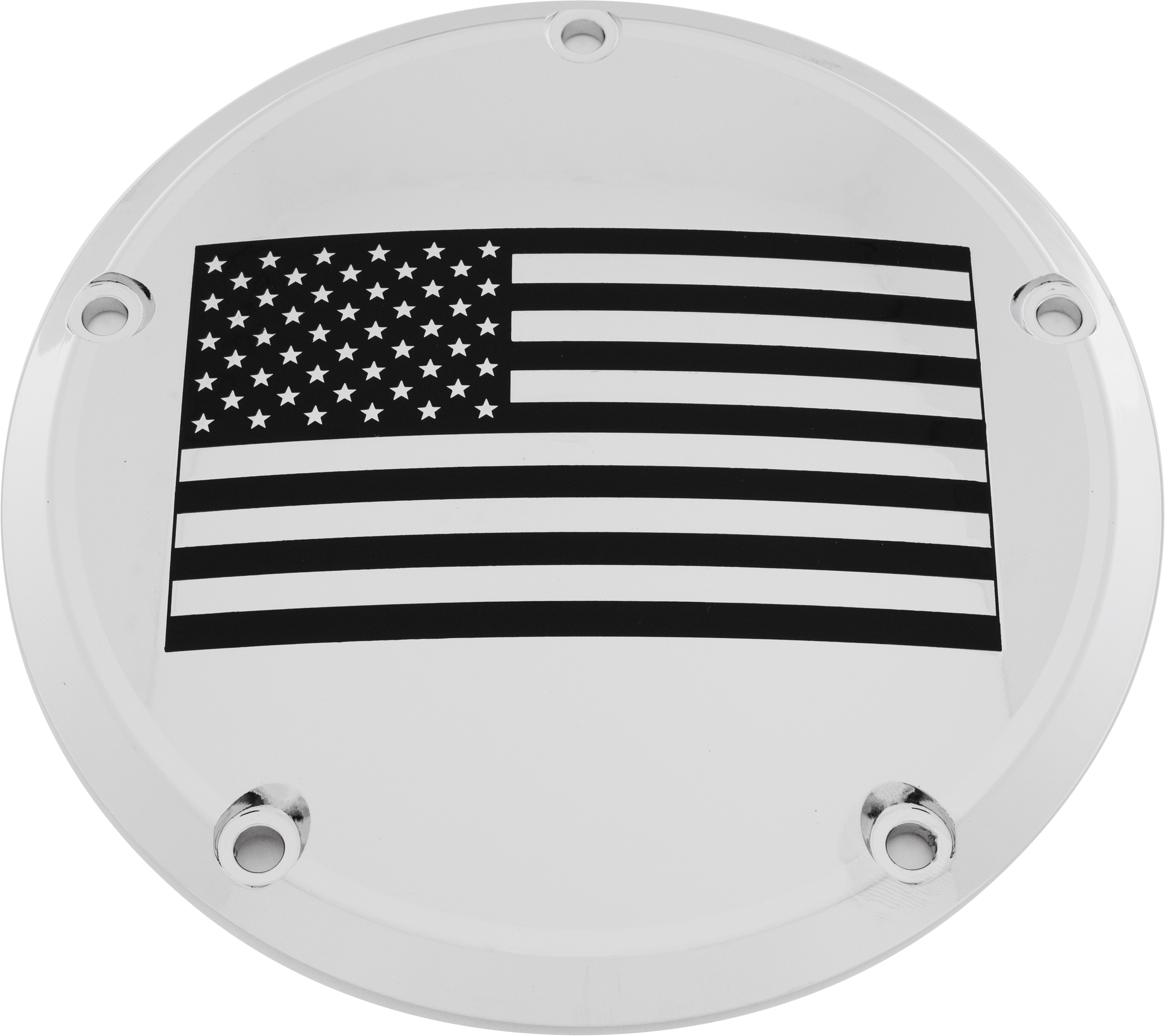 CUSTOM ENGRAVING 7 M8 FLT/FLH DERBY COVER AMERICAN FLAG CHROME