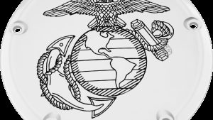 CUSTOM ENGRAVING 7   M8 FLT/FLH DERBY COVER MARINE EGA CHROME