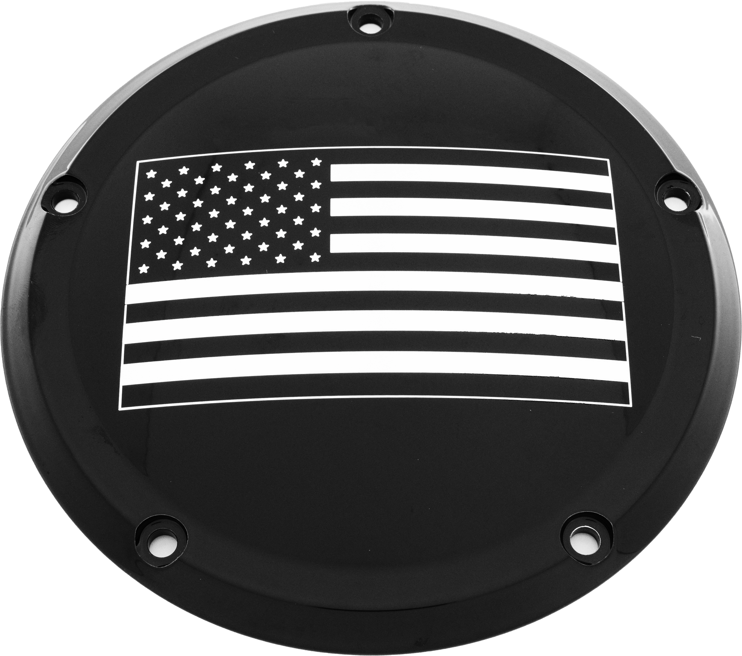 CUSTOM ENGRAVING 6 M8 SOFTAIL DERBY COVER AMERICAN FLAG BLACK