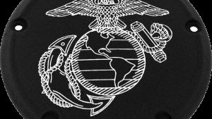 CUSTOM ENGRAVING 6   M8 SOFTAIL DERBY COVER MARINE EGA BLACK