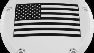 CUSTOM ENGRAVING 6   M8 SOFTAIL DERBY COVER AMERICAN FLAG CHROME