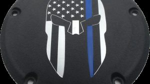 CUSTOM ENGRAVING 7   TC DERBY COVER SPARTA BLUE LINE BLACK