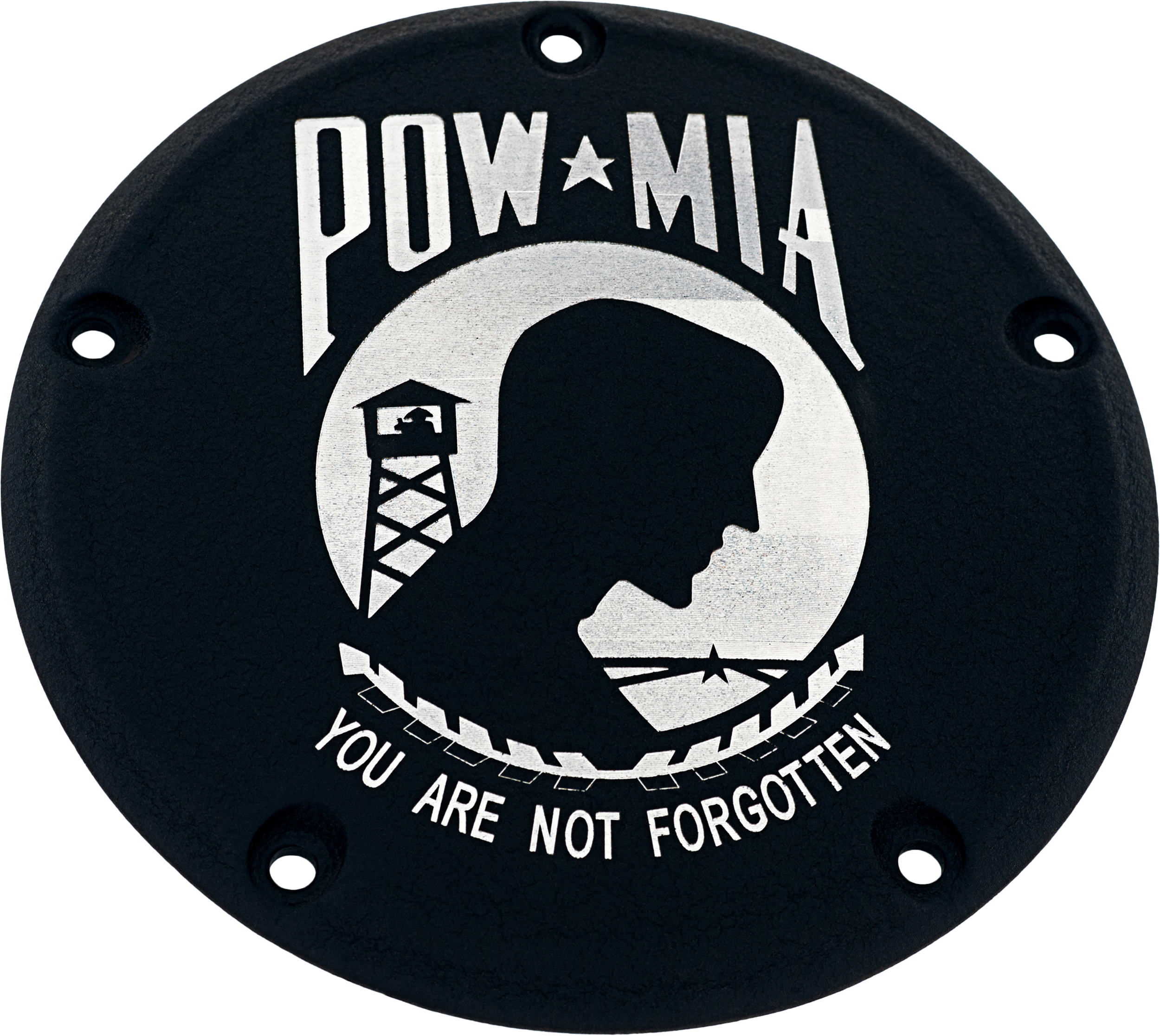 CUSTOM ENGRAVING 7 TC DERBY COVER POW-MIA BLACK