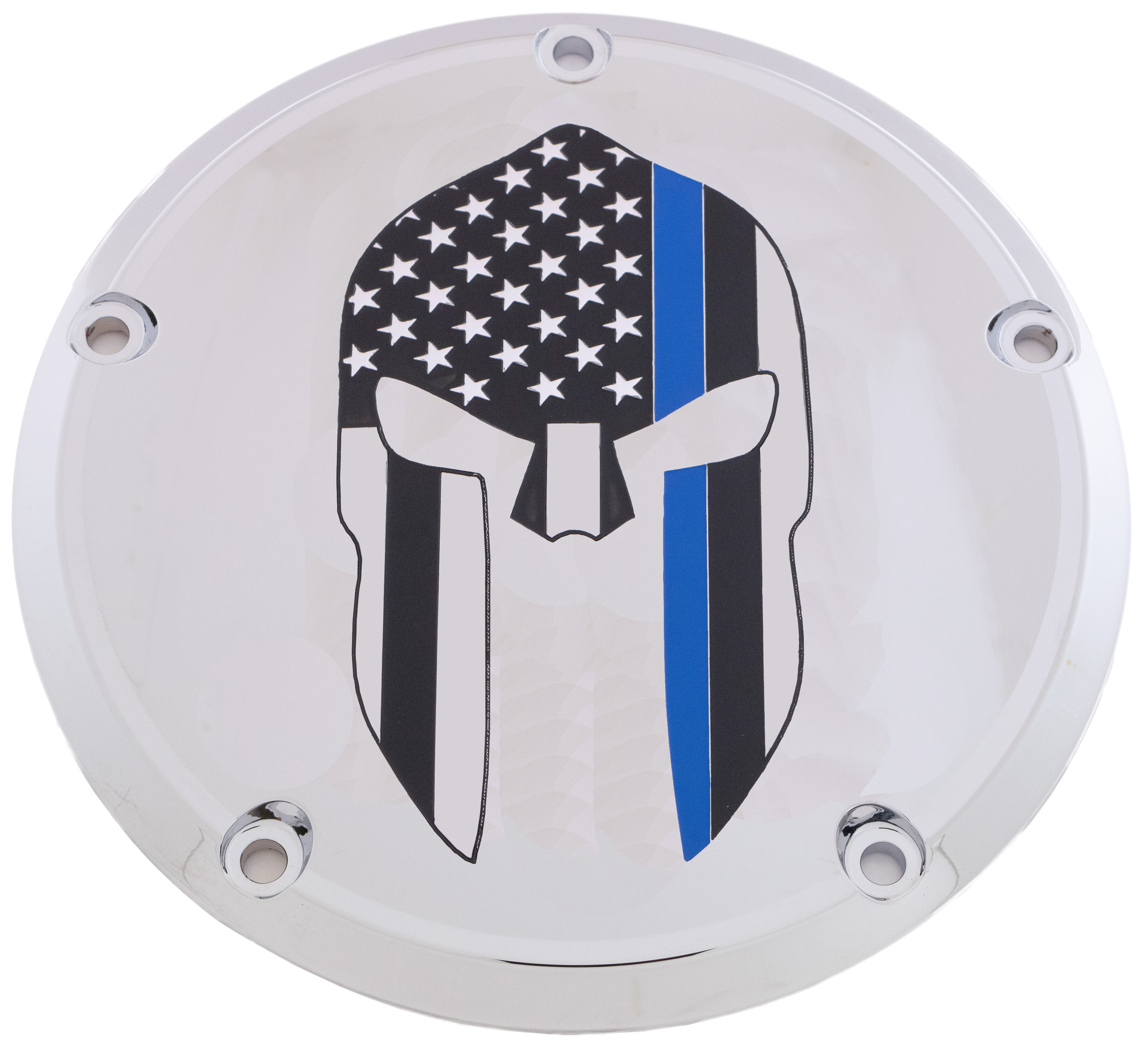 CUSTOM ENGRAVING 7 TC DERBY COVER SPARTA BLUE LINE CHROME