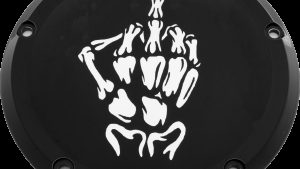 CUSTOM ENGRAVING 7   M8 FLT/FLH DERBY COVER BONE FINGER BLACK