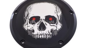 CUSTOM ENGRAVING 7   M8 FLT/FLH DERBY COVER SKULL BLACK