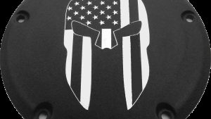 CUSTOM ENGRAVING 7   M8 FLT/FLH DERBY COVER SPARTAIN BLACK