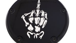 CUSTOM ENGRAVING 6   M8 SOFTAIL DERBY COVER BONE FINGER BLACK