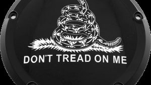 CUSTOM ENGRAVING 6   M8 SOFTAIL DERBY COVER DON'T TREAD BLACK