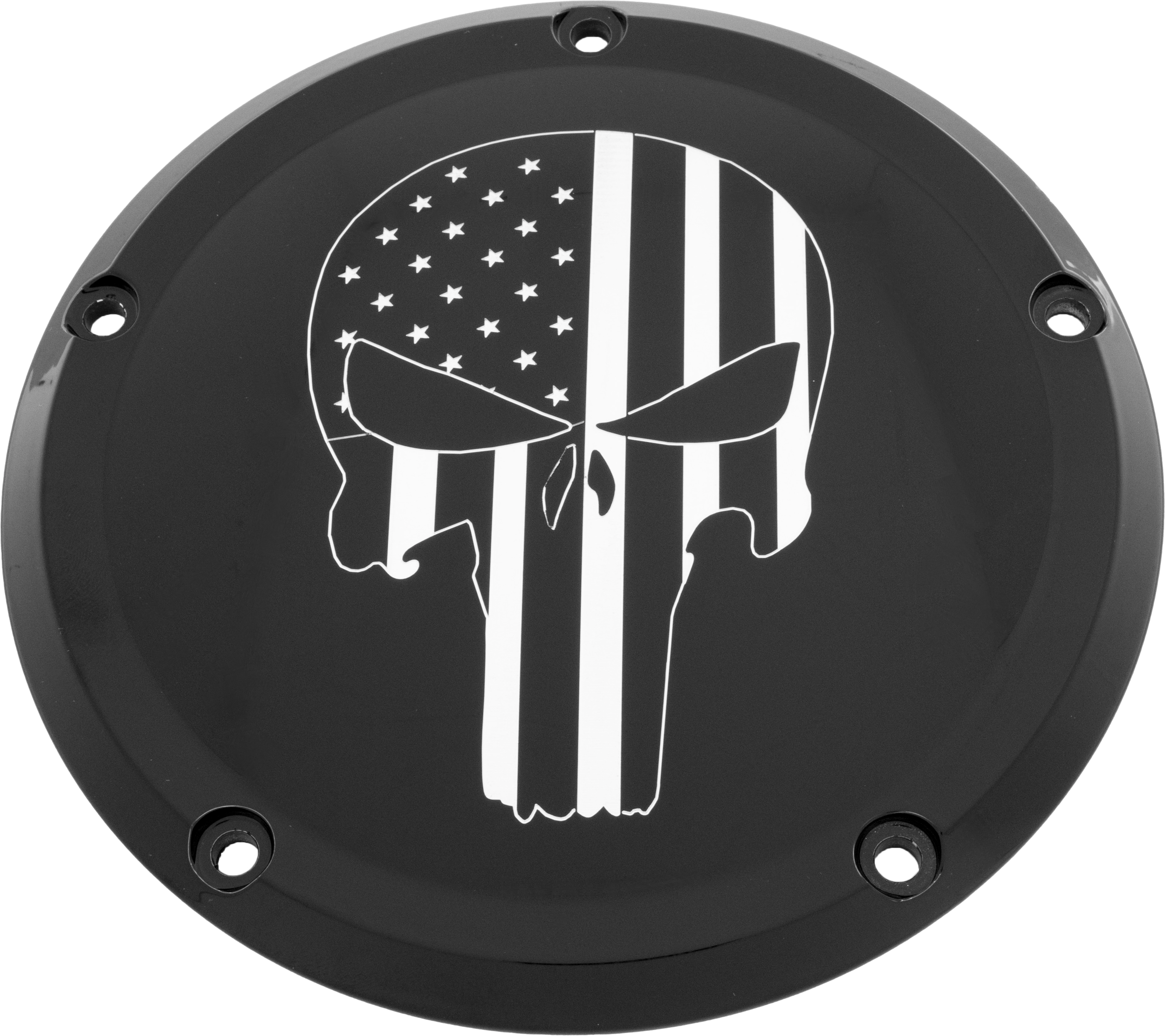 CUSTOM ENGRAVING 7 TC DERBY COVER PUNISHER BLACK