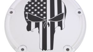 CUSTOM ENGRAVING 7   TC DERBY COVER PUNISHER CHROME