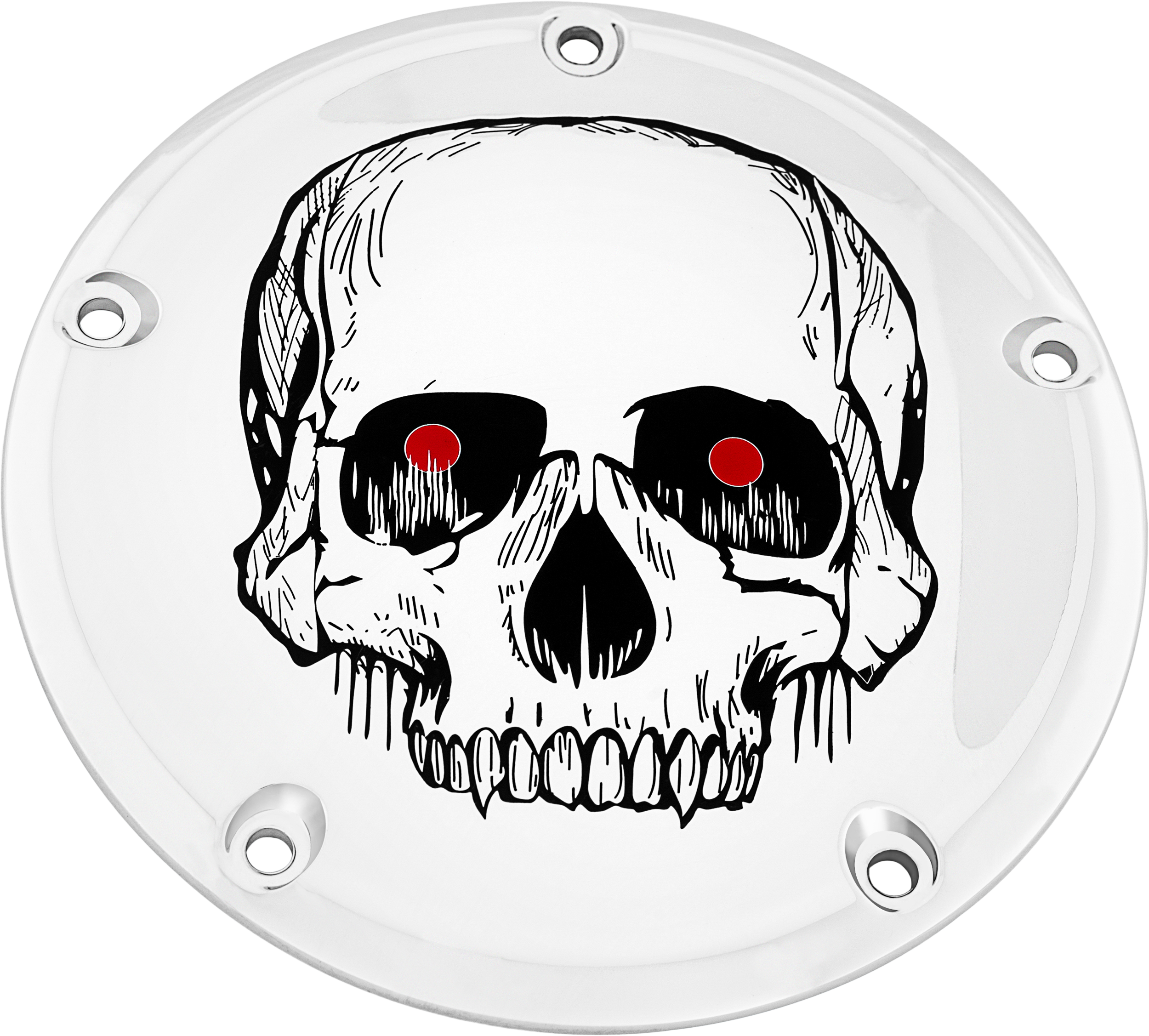 CUSTOM ENGRAVING 7 TC DERBY COVER SKULL CHROME