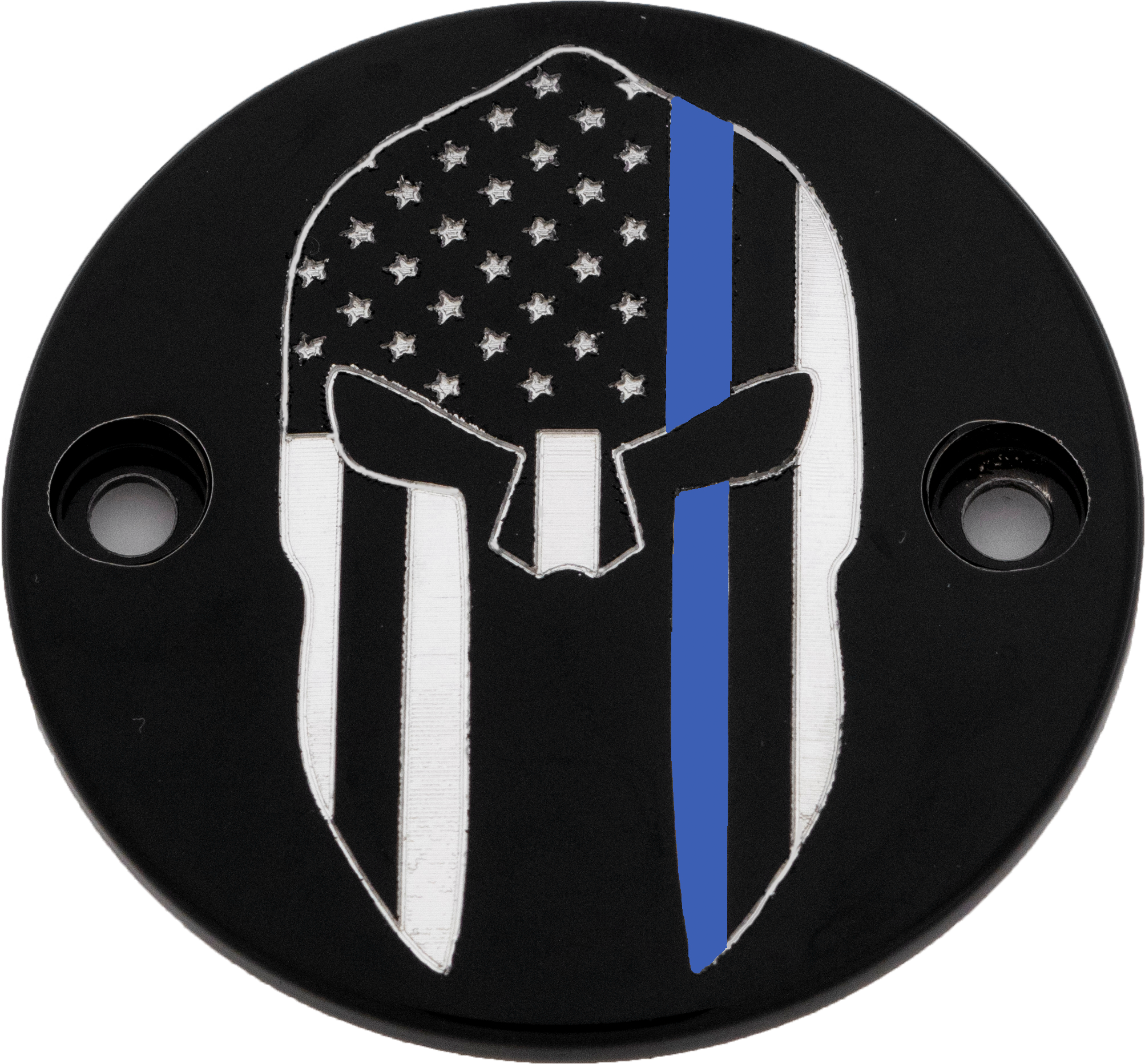 CUSTOM ENGRAVING M8 TIMER COVER SPARTA BLUE LINE BLACK