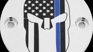 CUSTOM ENGRAVING M8 TIMER COVER SPARTA BLUE LINE CHROME