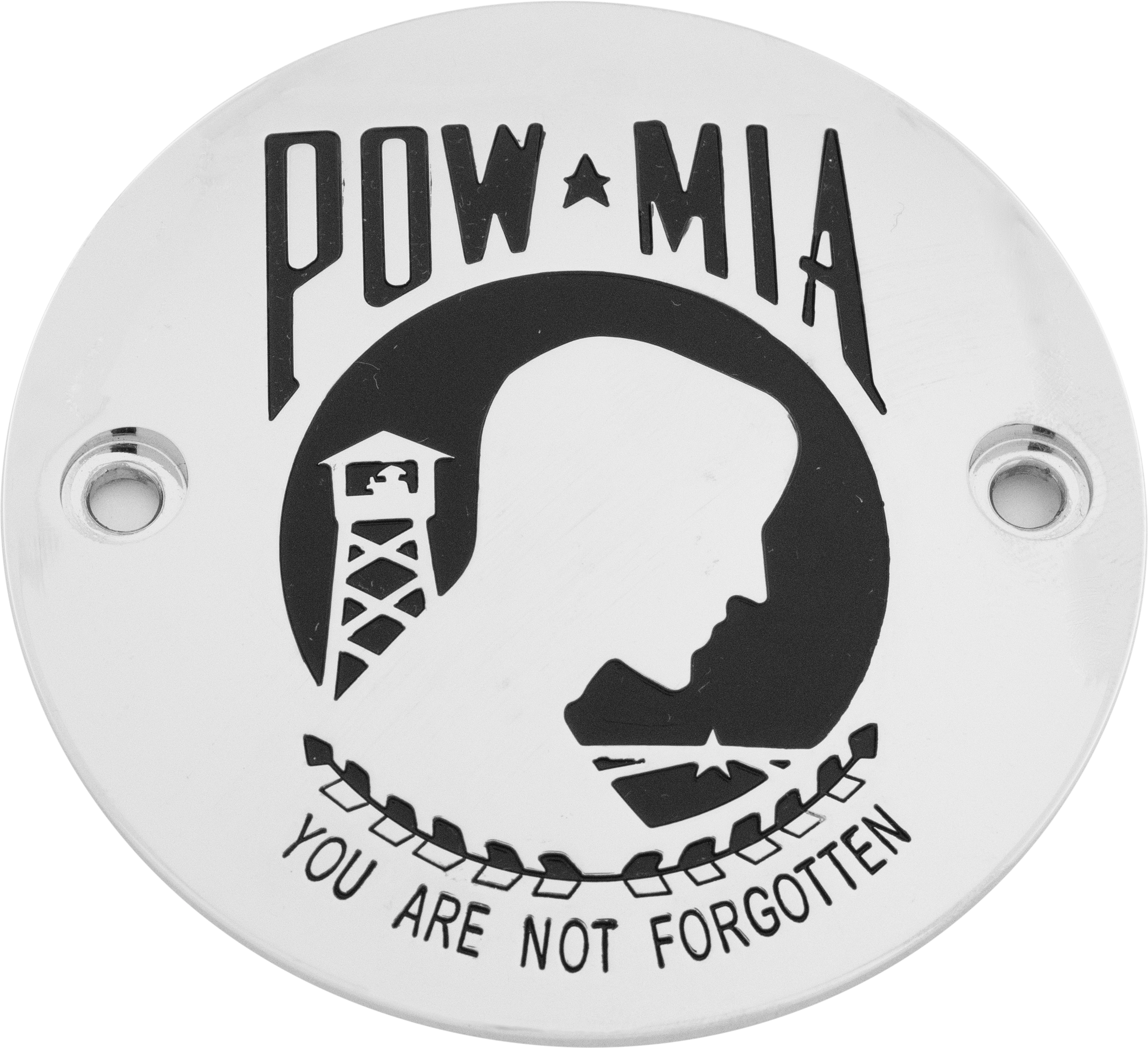 CUSTOM ENGRAVING M8 TIMER COVER POW-MIA CHROME