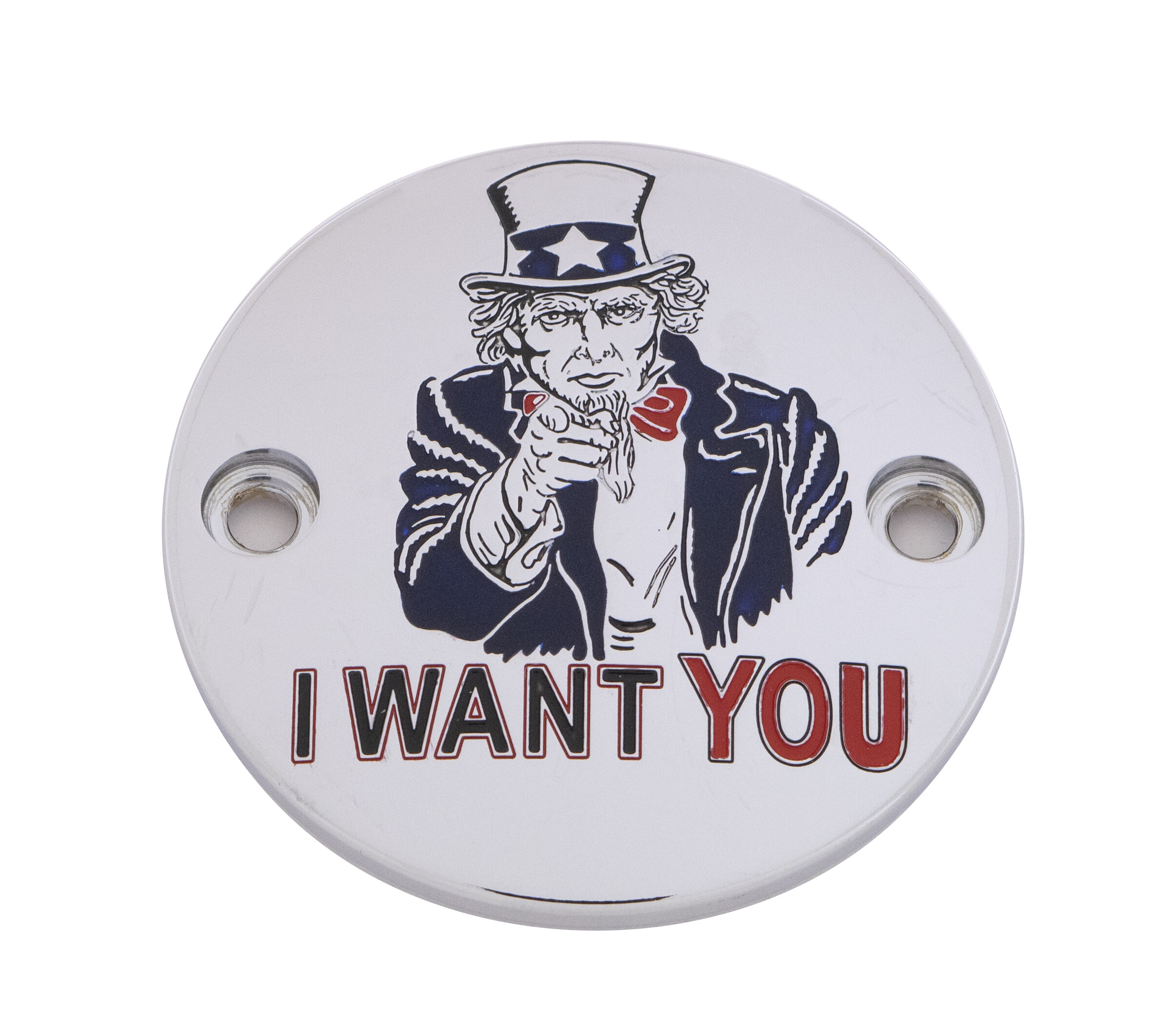 CUSTOM ENGRAVING M8 TIMER COVER UNCLE SAM CHROME