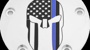 CUSTOM ENGRAVING TC TIMER COVER SPARTA BLUE LINE CHROME