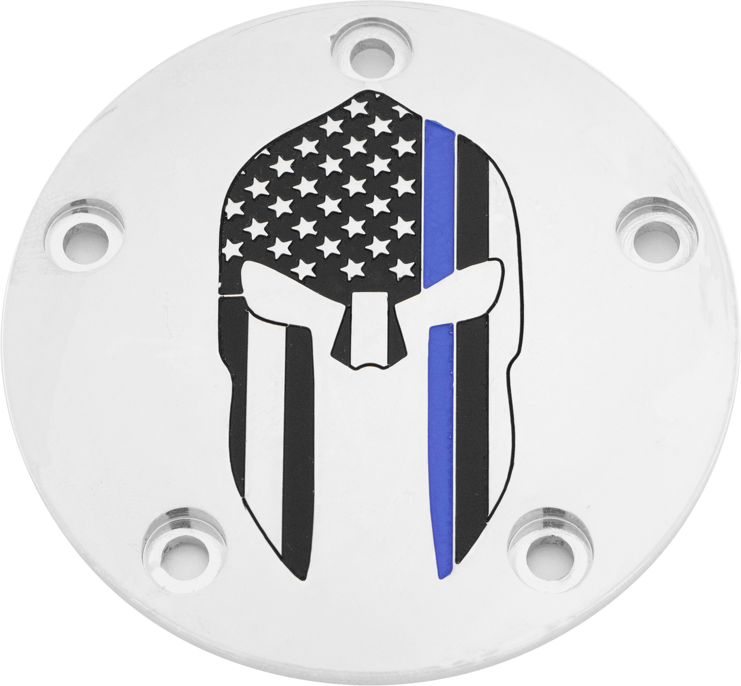 CUSTOM ENGRAVING TC TIMER COVER SPARTA BLUE LINE CHROME