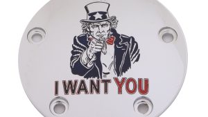 CUSTOM ENGRAVING M8 TIMER COVER UNCLE SAM CHROME