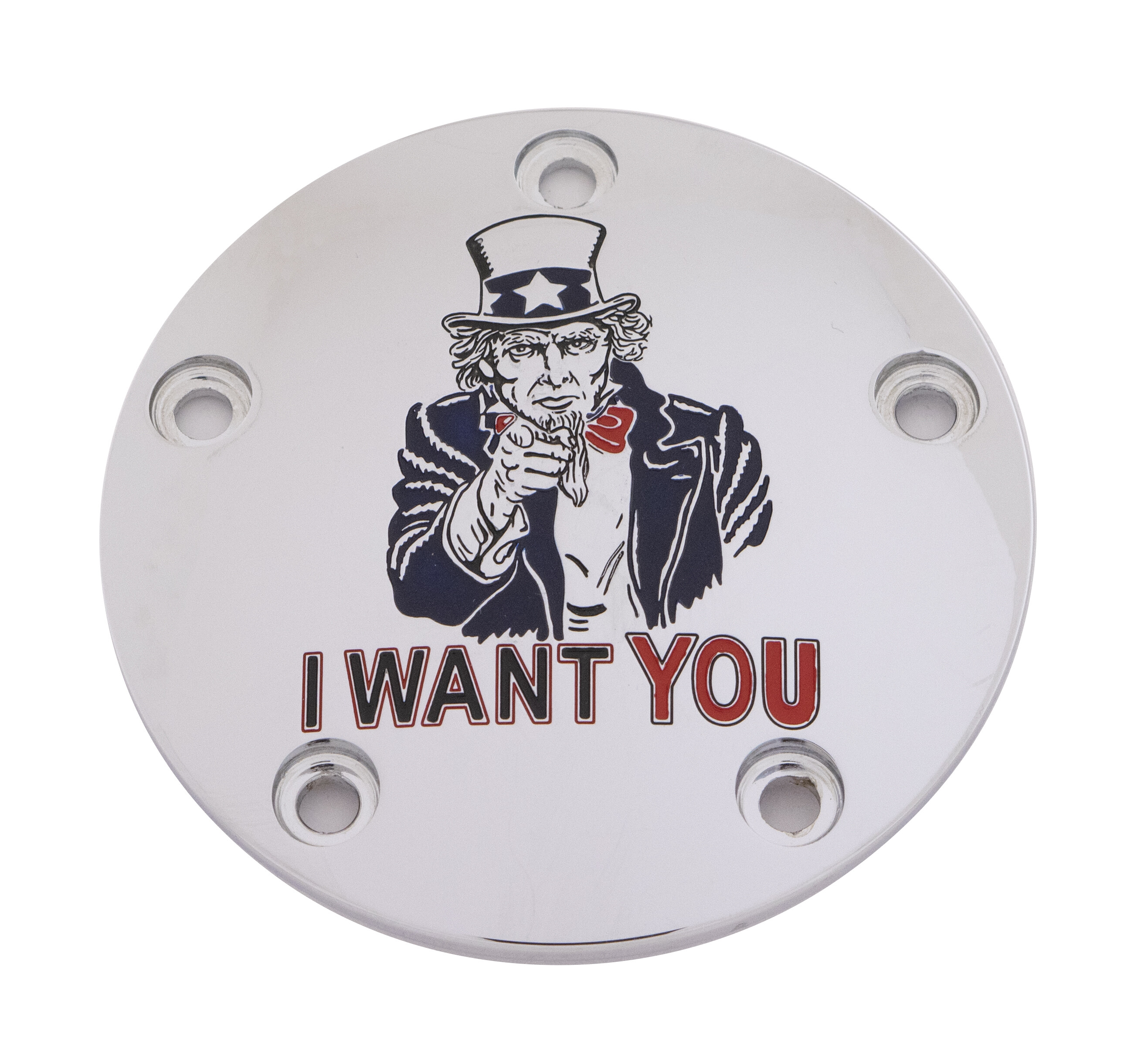 CUSTOM ENGRAVING M8 TIMER COVER UNCLE SAM CHROME