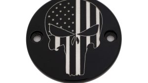 CUSTOM ENGRAVING M8 TIMER COVER PUNISHER BLACK