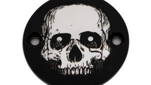 CUSTOM ENGRAVING M8 TIMER COVER SKULL BLACK