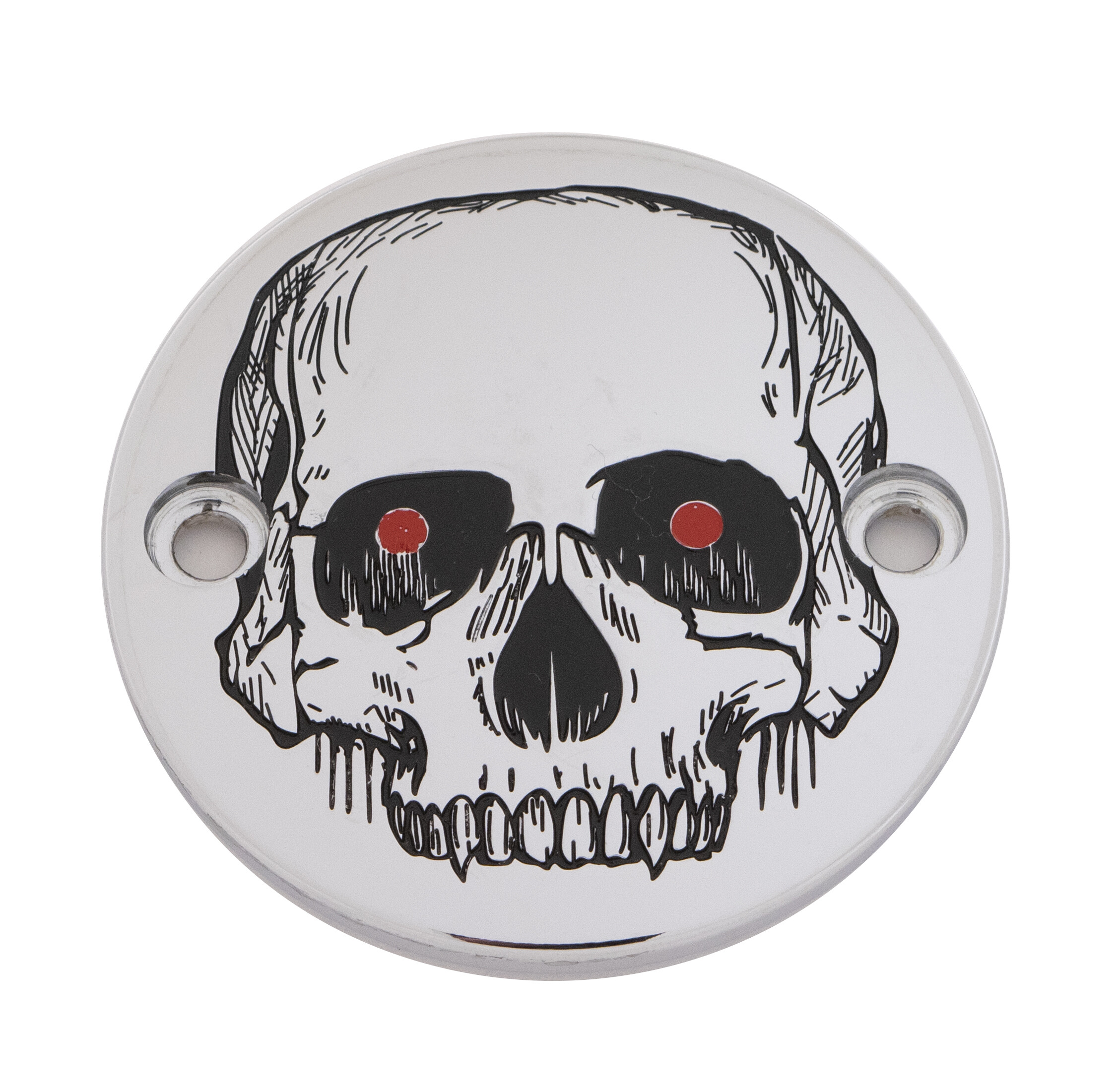 CUSTOM ENGRAVING M8 TIMER COVER SKULL CHROME