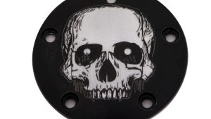 CUSTOM ENGRAVING TC TIMER COVER SKULL BLACK