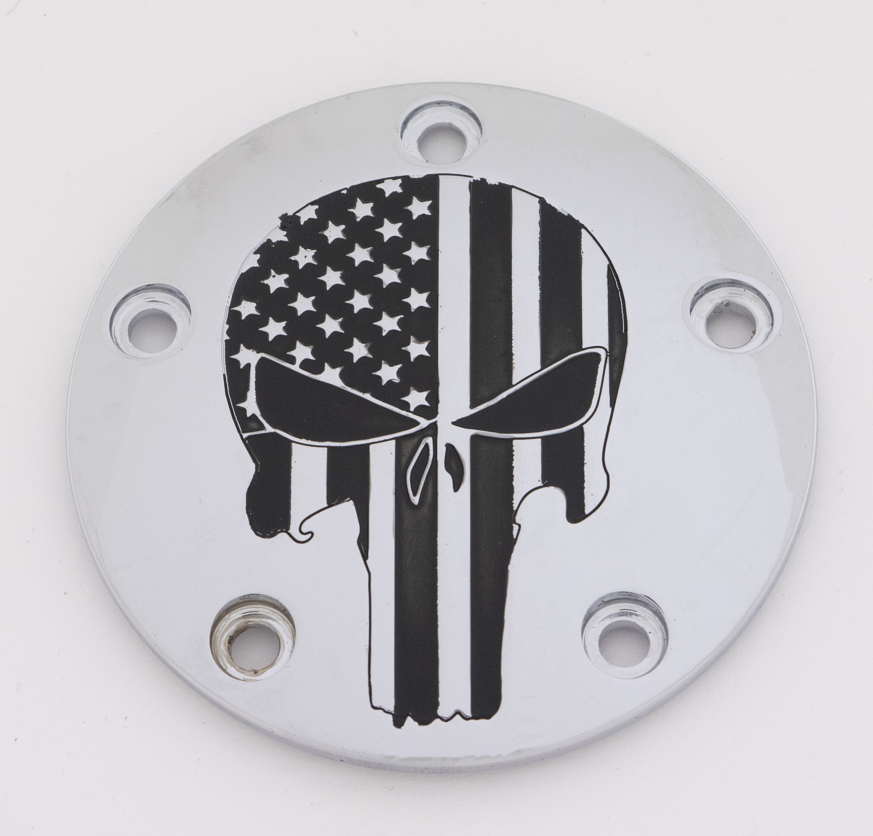 CUSTOM ENGRAVING TC TIMER COVER PUNISHER CHROME
