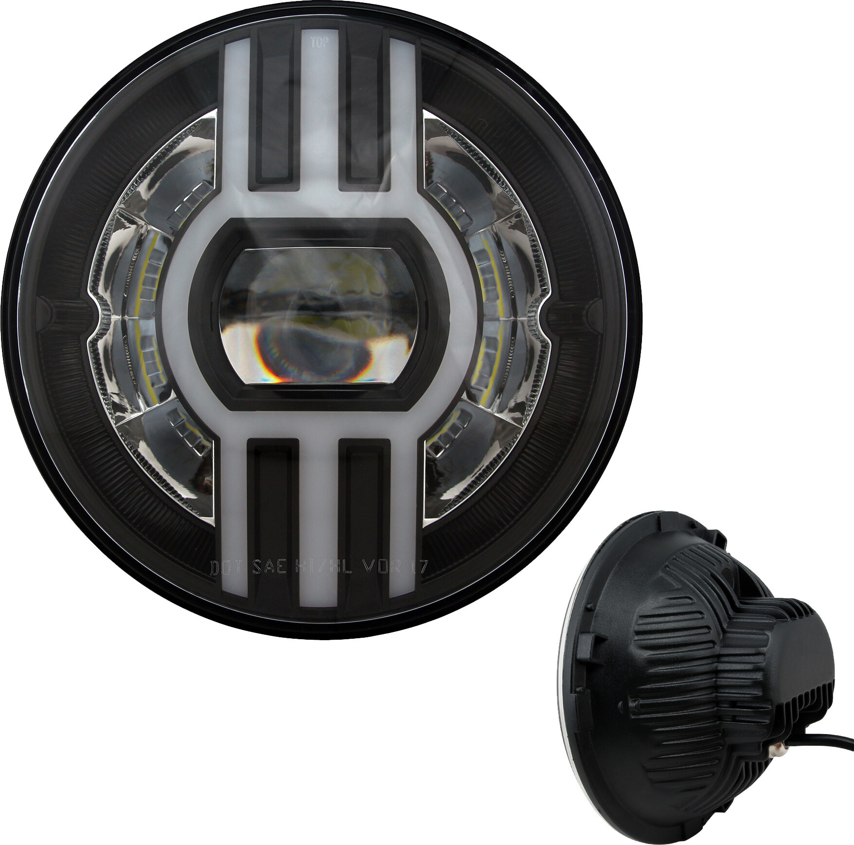 CYRON HEADLIGHT 7" BEAST 2 BLACK W/DRIVING LIGHT